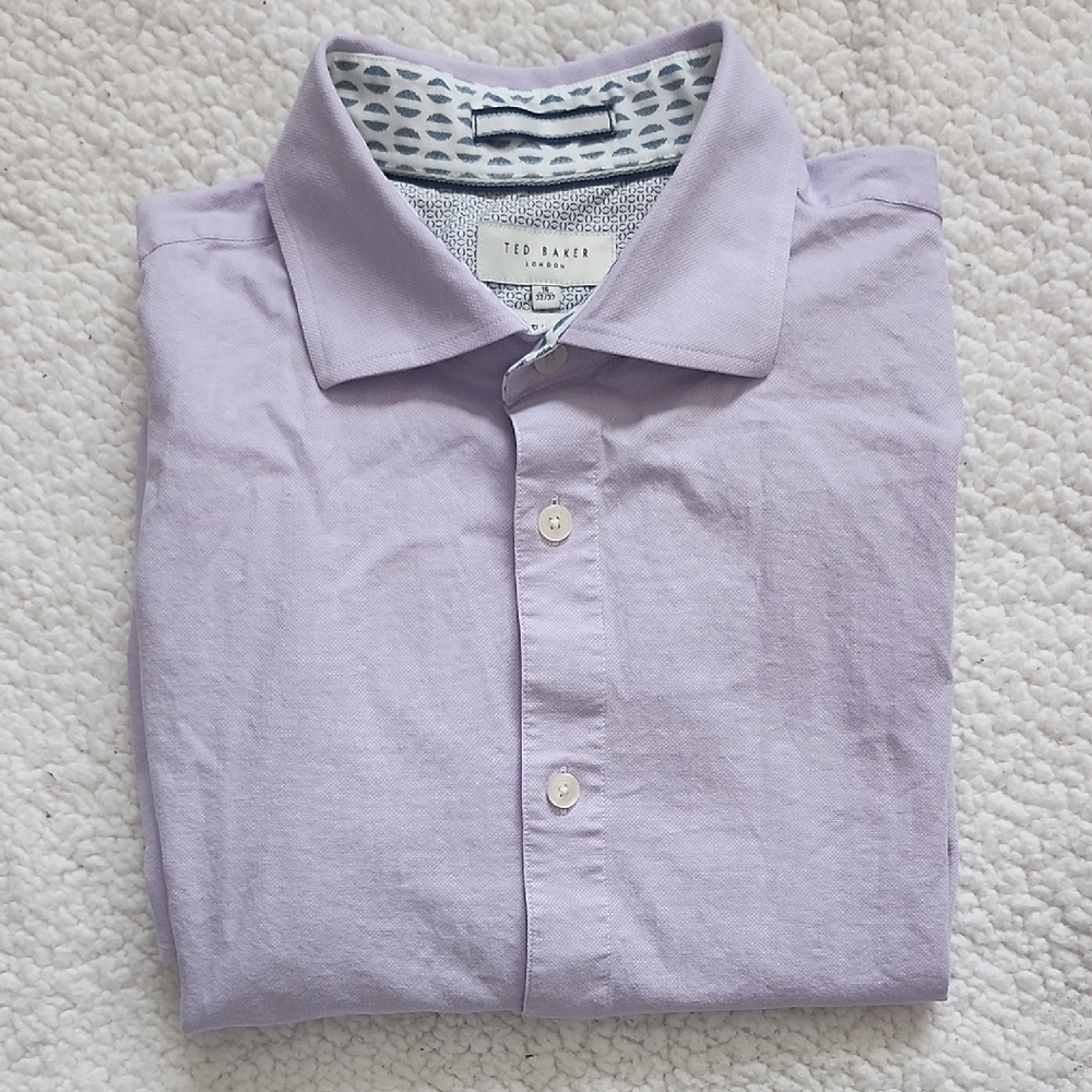 Ted Baker Men's Slim Fit Dress Shirt - Lilac Purple Sz 16 32/33 Spring Easter